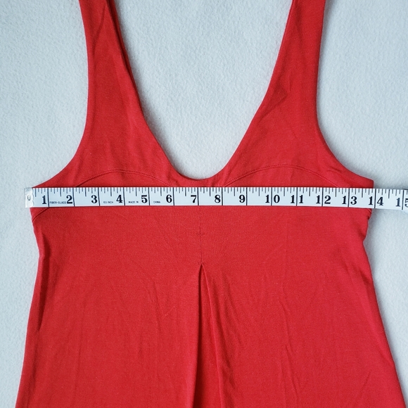 FIG Clothing Red Orange Tank Top Colourblock V-neck Basic - Picture 9 of 11